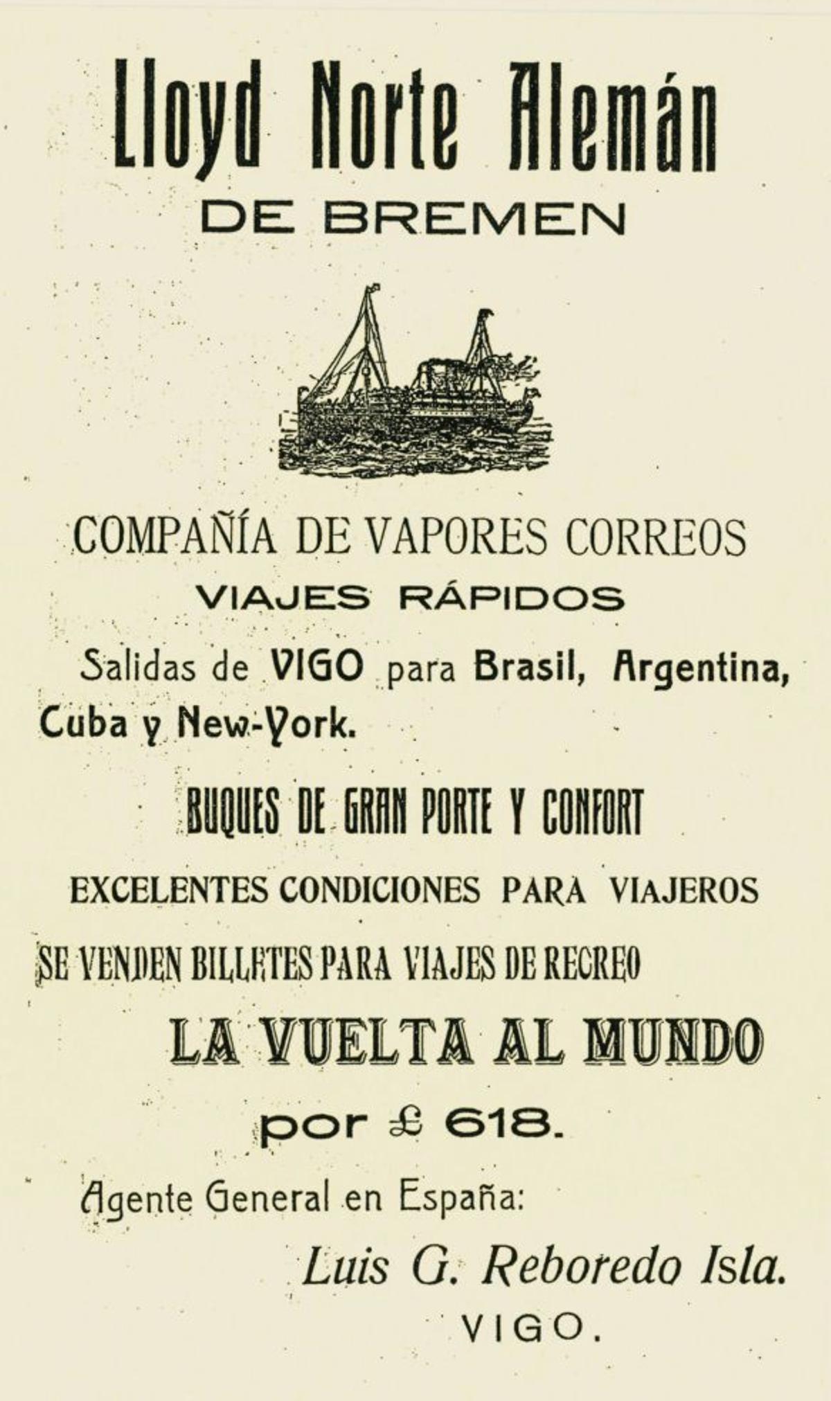 Un anuncio de la época de la compañía Norddeutscher Lloyd o Lloyd Norte Alemán.