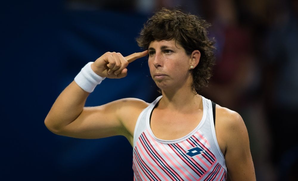 La tenista canaria Carla Suárez durante uno de los muchos partidos que ha jugado en su carrera profesional