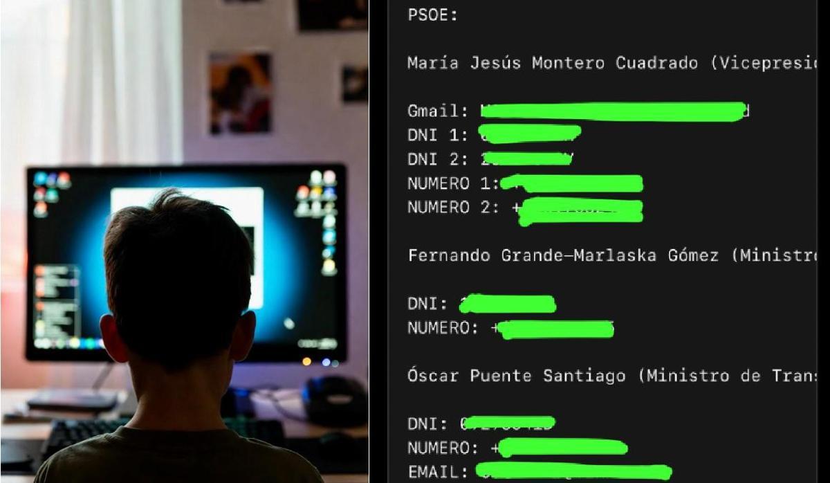 En el último robo y subasta de datos de políticos intervinieron, supuestamente, dos menores. A la derecha, parte de la lista clandestina SpainData que vendían
