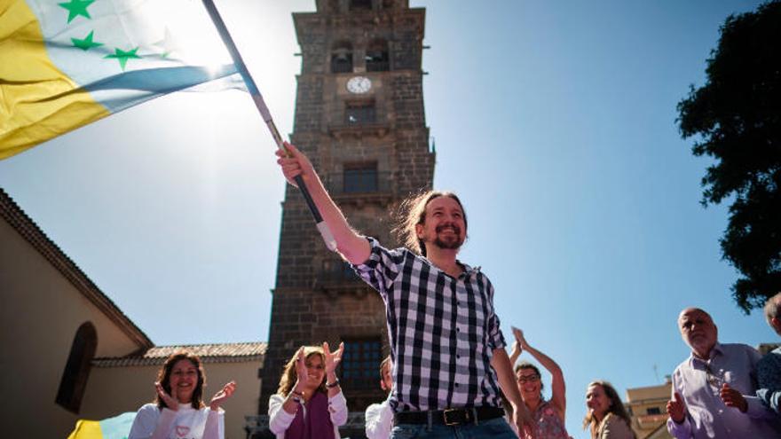 Pablo Iglesias en el pasado mitin celebrado en La Laguna