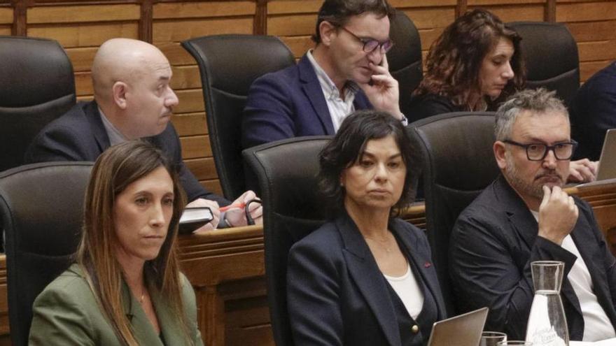 En primera línea la Vicealcaldesa, Ángela Pumariega, y los ediles foristas Montserrat López Moro y Gilberto Villoria; tras ellos el popular Rodrigo Pintueles y los foristas Jorge González-Palacios y Nuria Bravo. | LUCAS CID