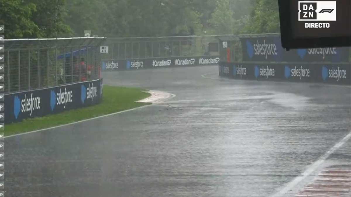 Lluvia torrencial sobre la pista del Gilles Villeneuve