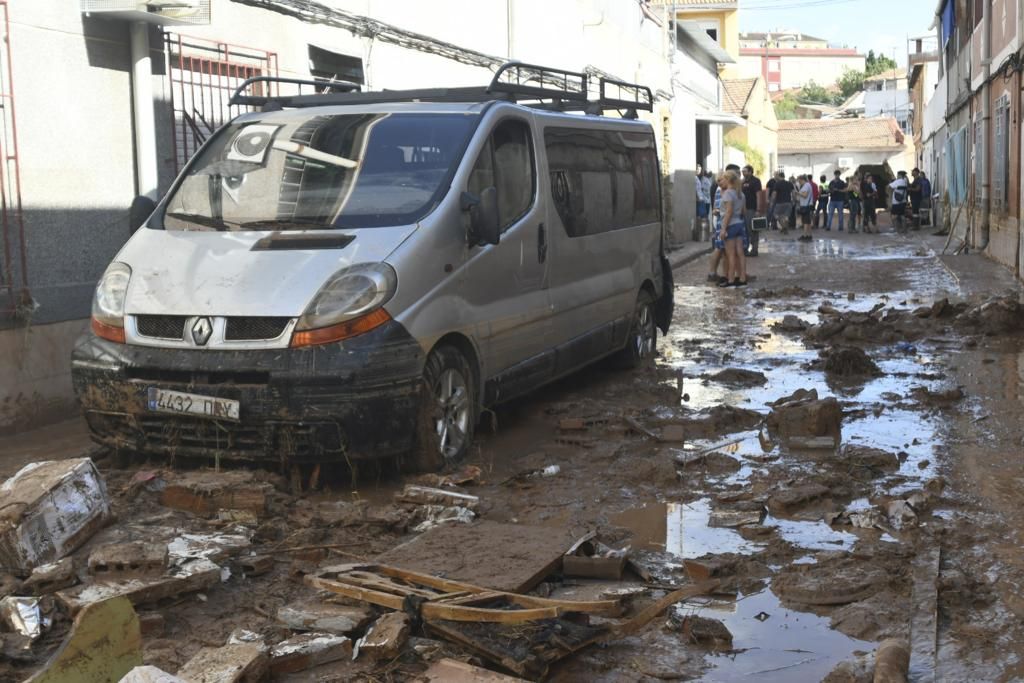 Estampa desoladora en la pedanía de Javalí Viejo tras el diluvio de madrugada