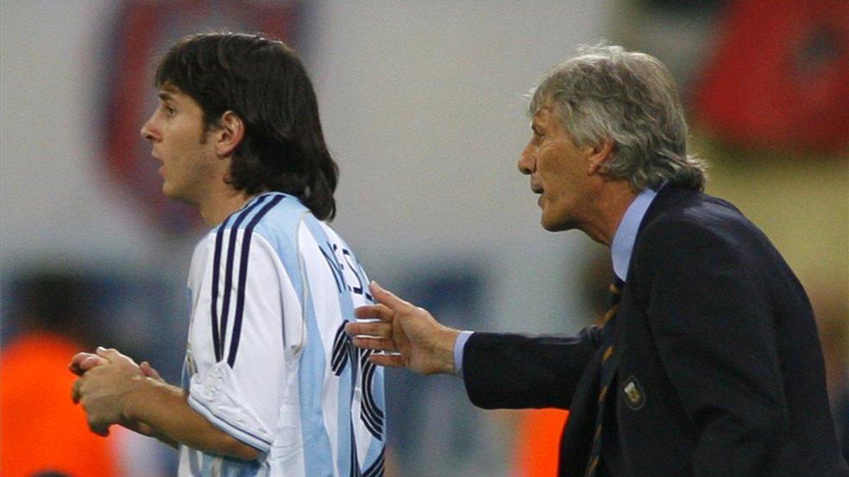 Pekerman y Messi, en el Mundial de Alemania.