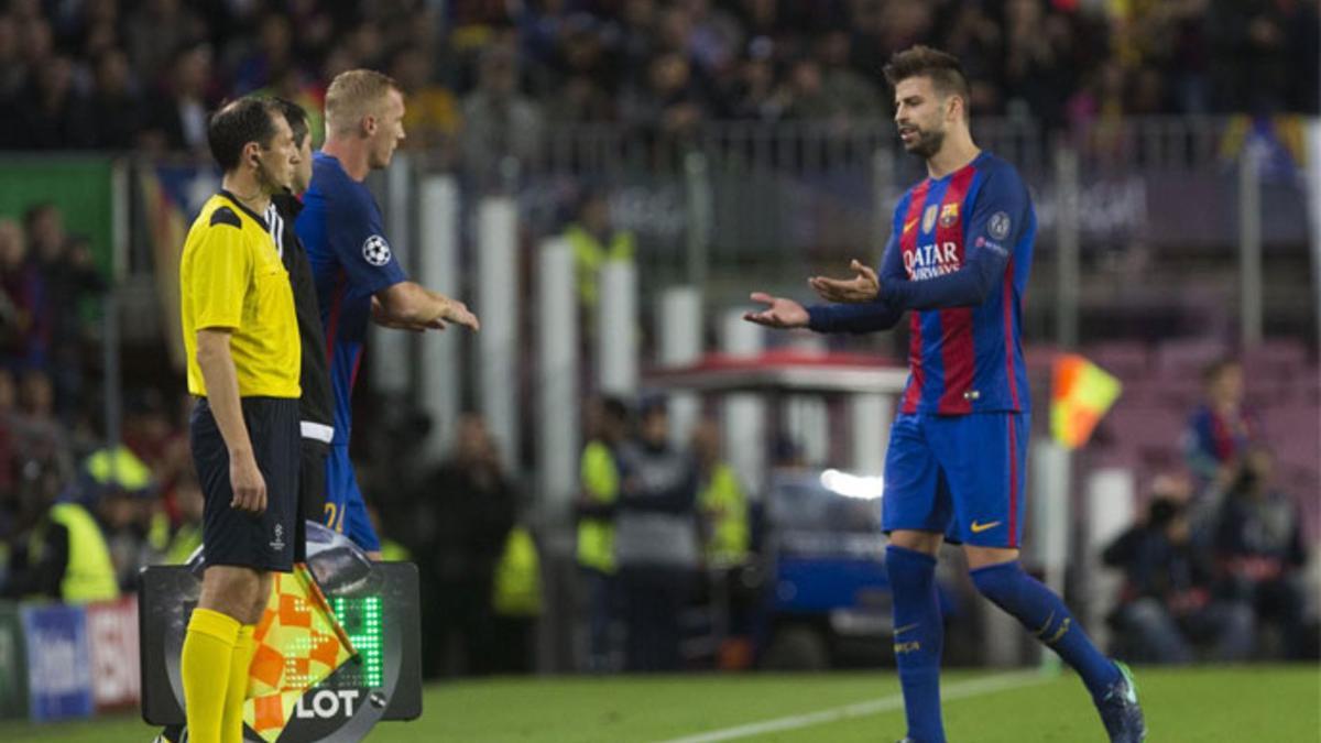 Piqué fue sustituido por Mathieu