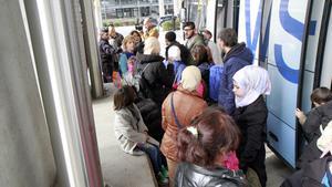 Llegada de refugiados sirios a Barcelona.