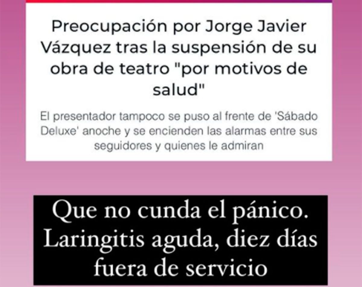 Jorge Javier aclara cómo está su salud