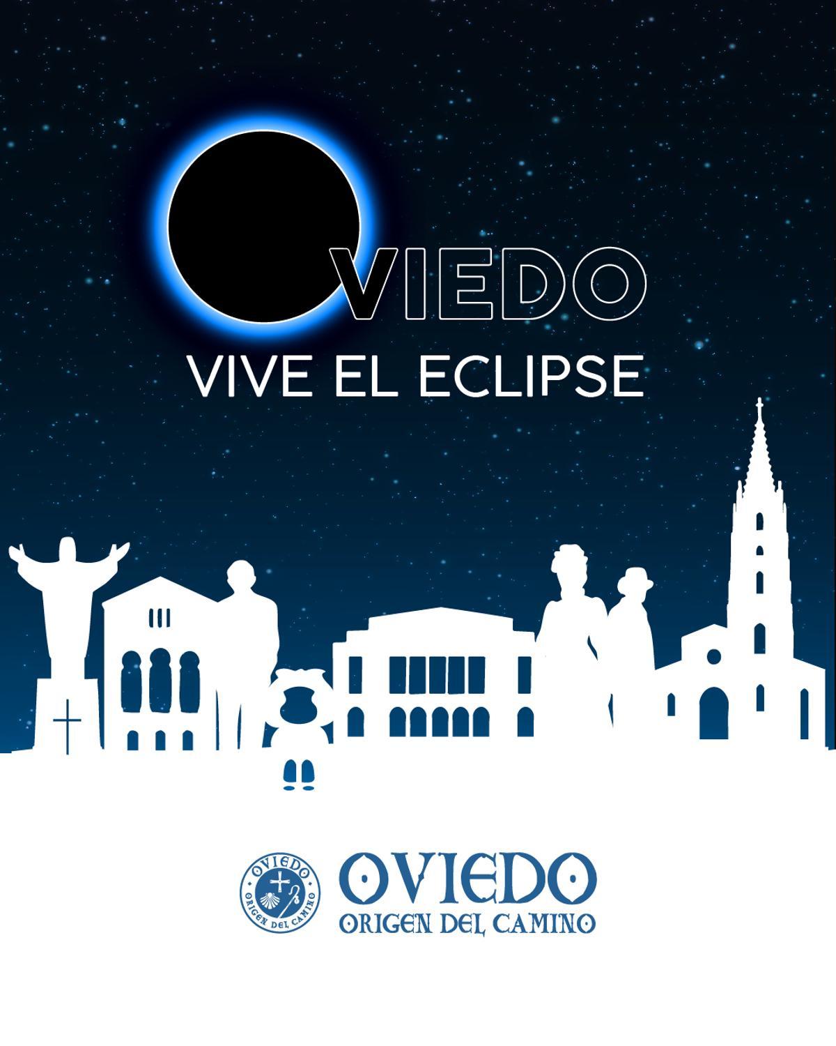 Cartel que anima a disfrutar en la ciudad del eclipse del próximo mes de agosto