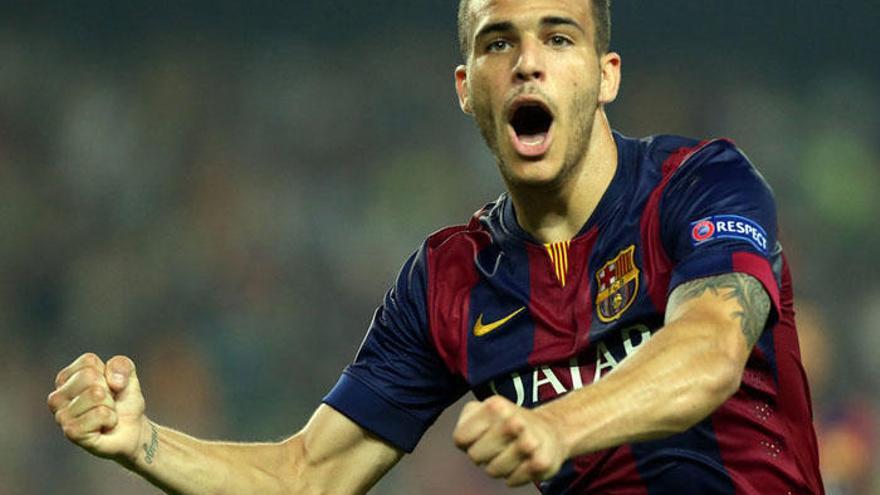 Sandro celebra un gol con el Barça.