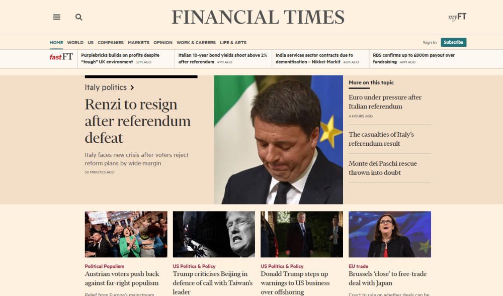 La dimisión de Renzi, en la prensa internacional