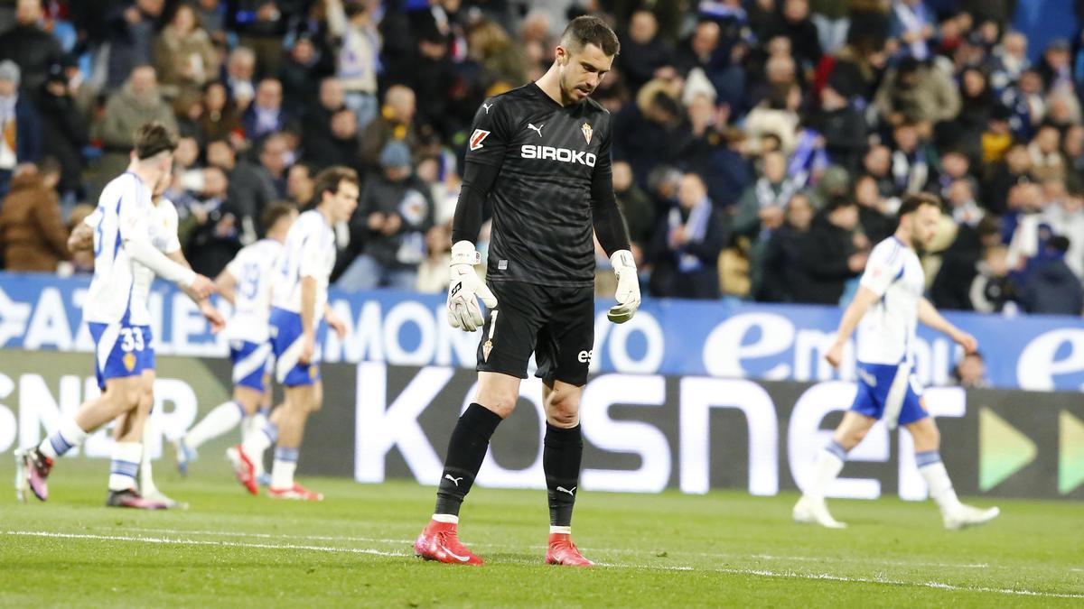 Yáñez, durante el Zaragoza-Sporting