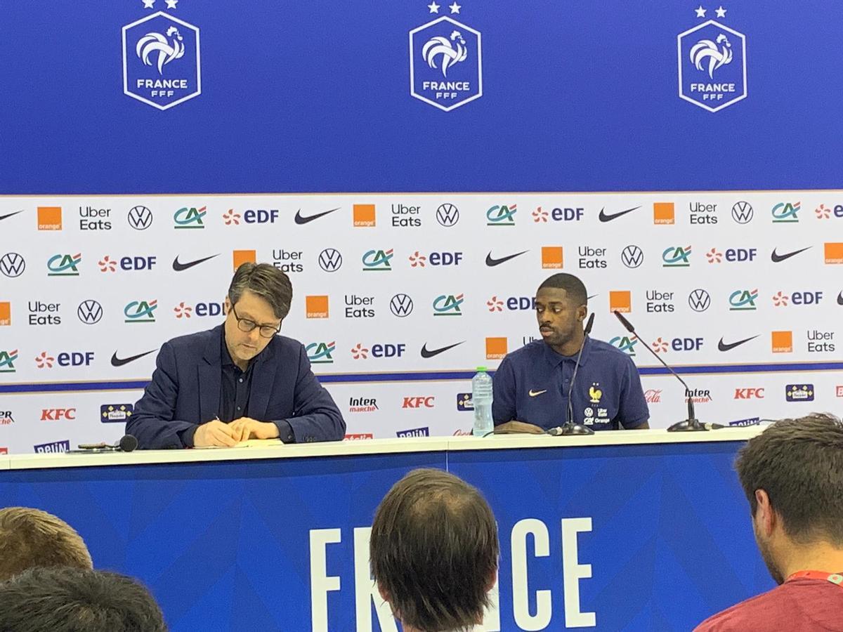 Dembélé, en rueda de prensa