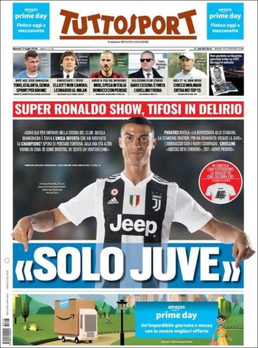 Portada TUTTOSPORT martes 17 de julio de 2018