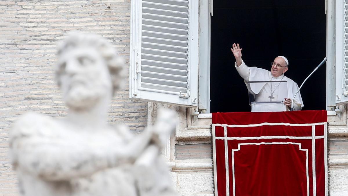 Pope Francis recites the Angelus prayer