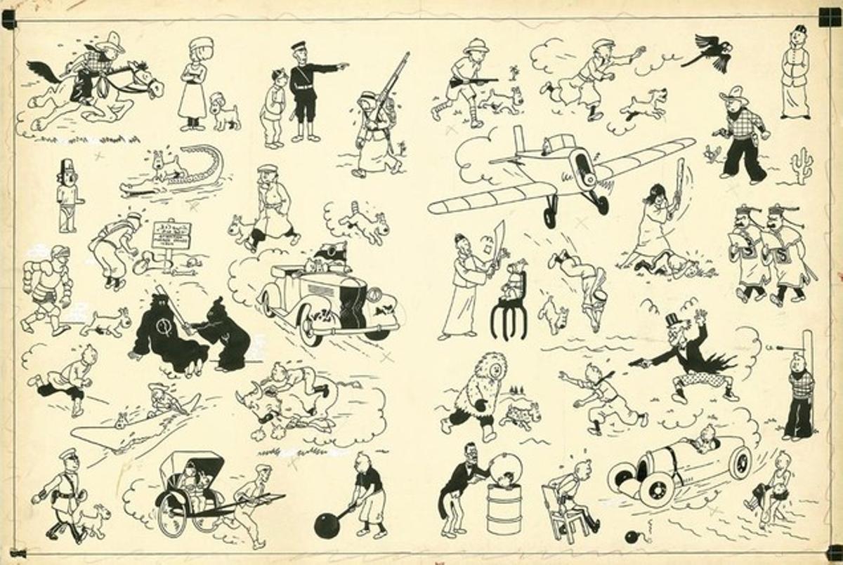 Il·lustració d’Hergé, de 1937, per a les guardes dels àlbums de Tintín.