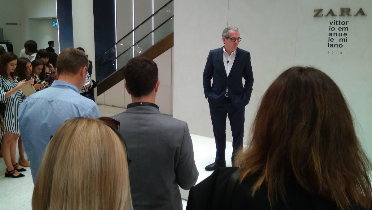 El presidente de Inditex, Pablo Isla, durante la presentación de la remodelación de la tienda ’flagship’ de Zara en Milán. 