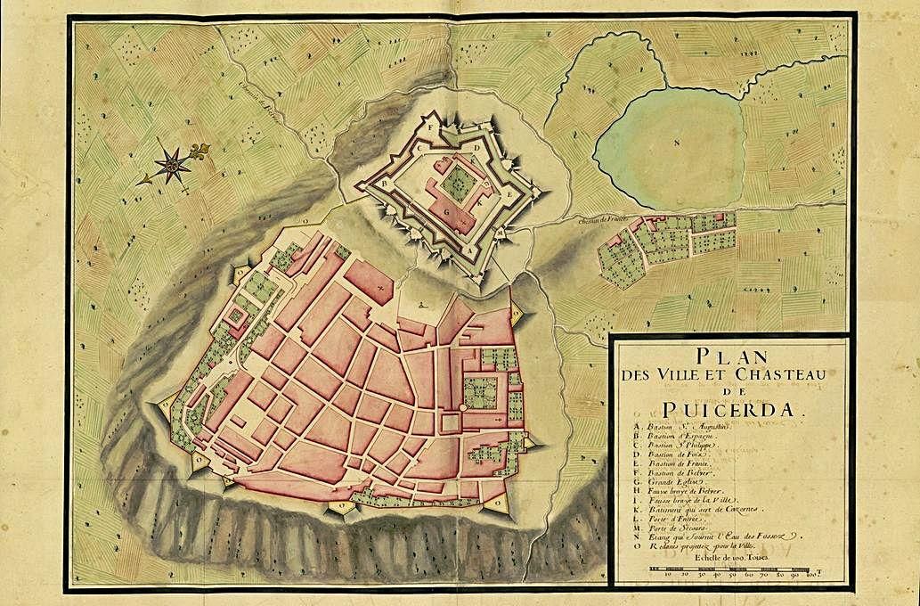 Plànol de Jacques Pennier de la vila i el castell de Puigcerdà, el 1719.