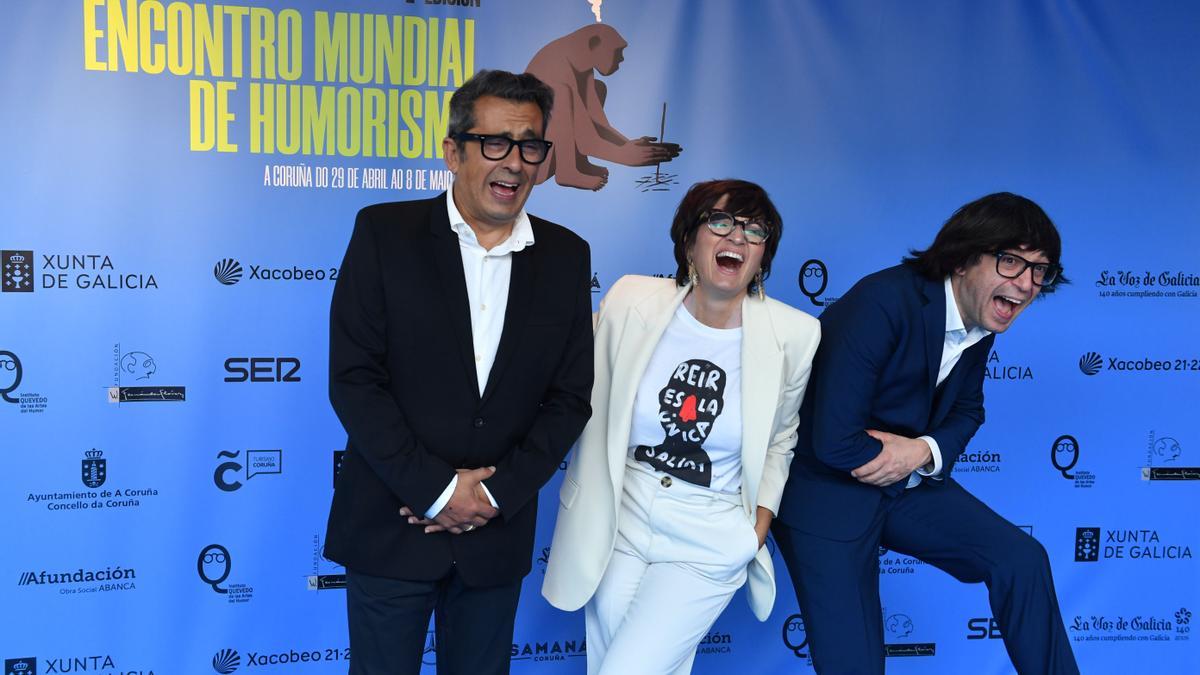 Andreu Buenafuente, Silvia Abril y Luis Piedrahita, ayer, durante el final del Encuentro