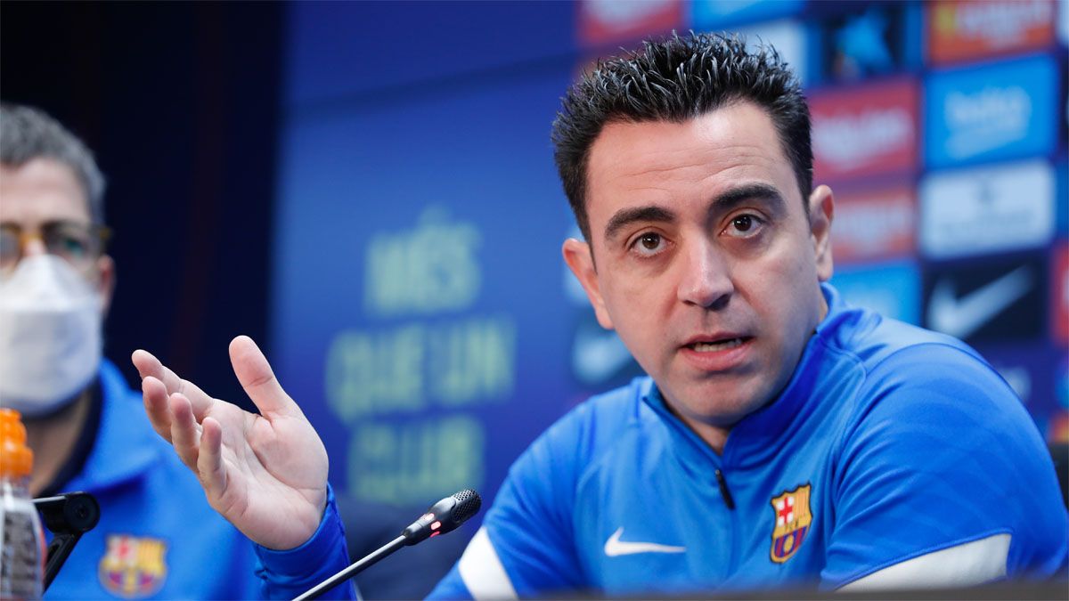 Xavi, en una imagen en rueda de prensa