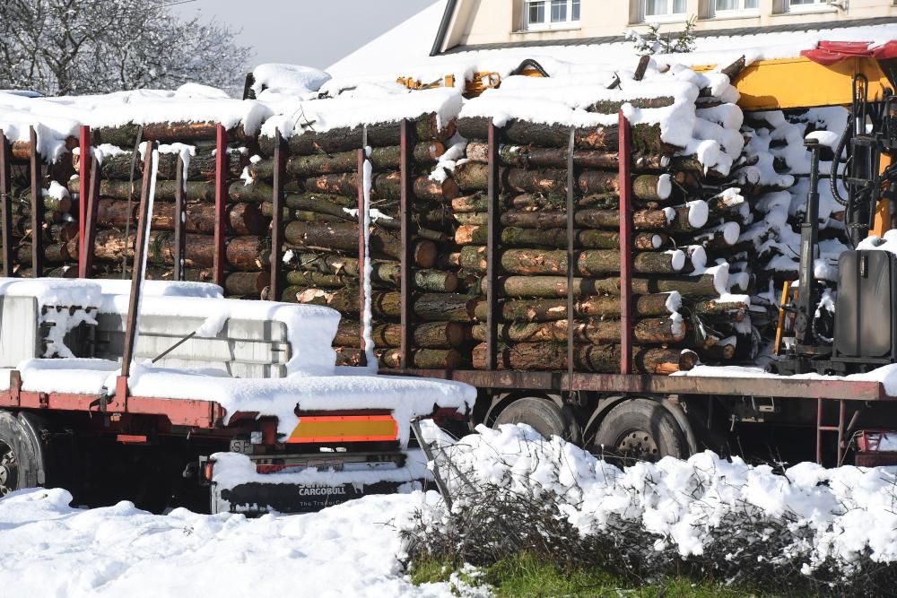 La nieve complica el tráfico en la A-6