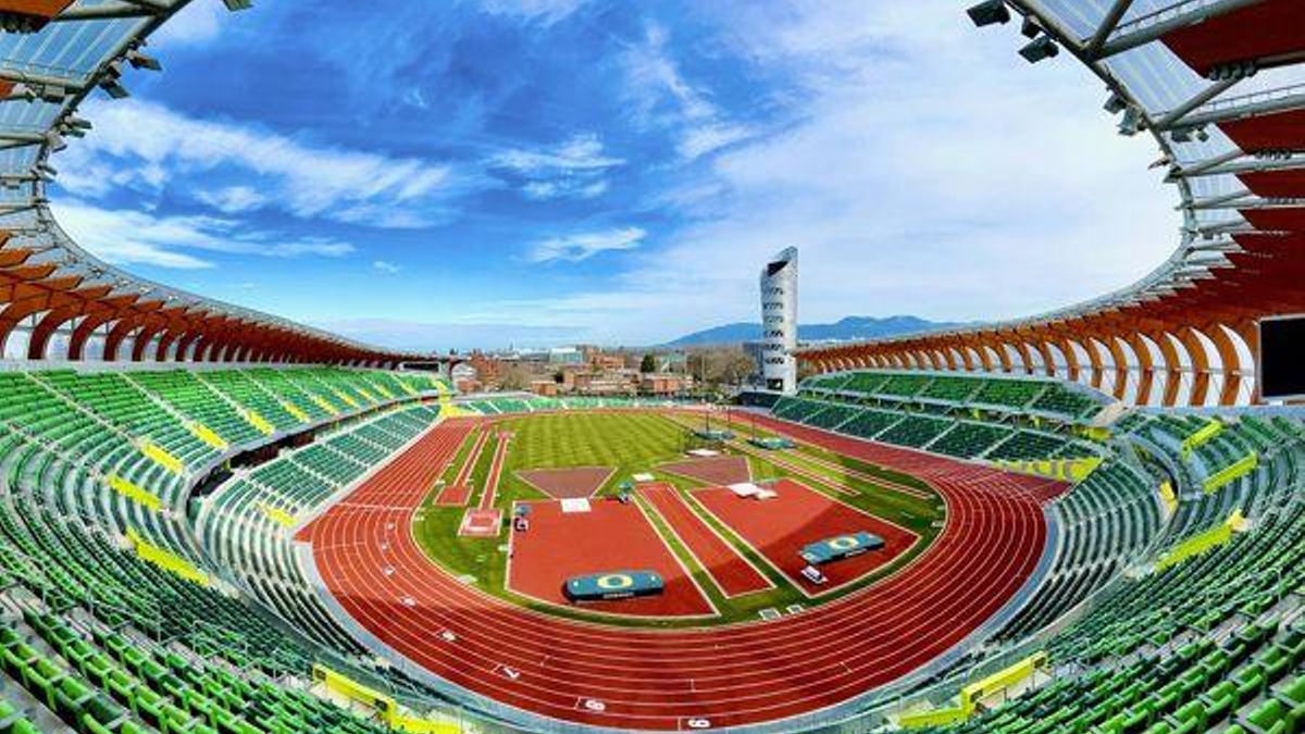 El estadio de la Universidad de Oregón.