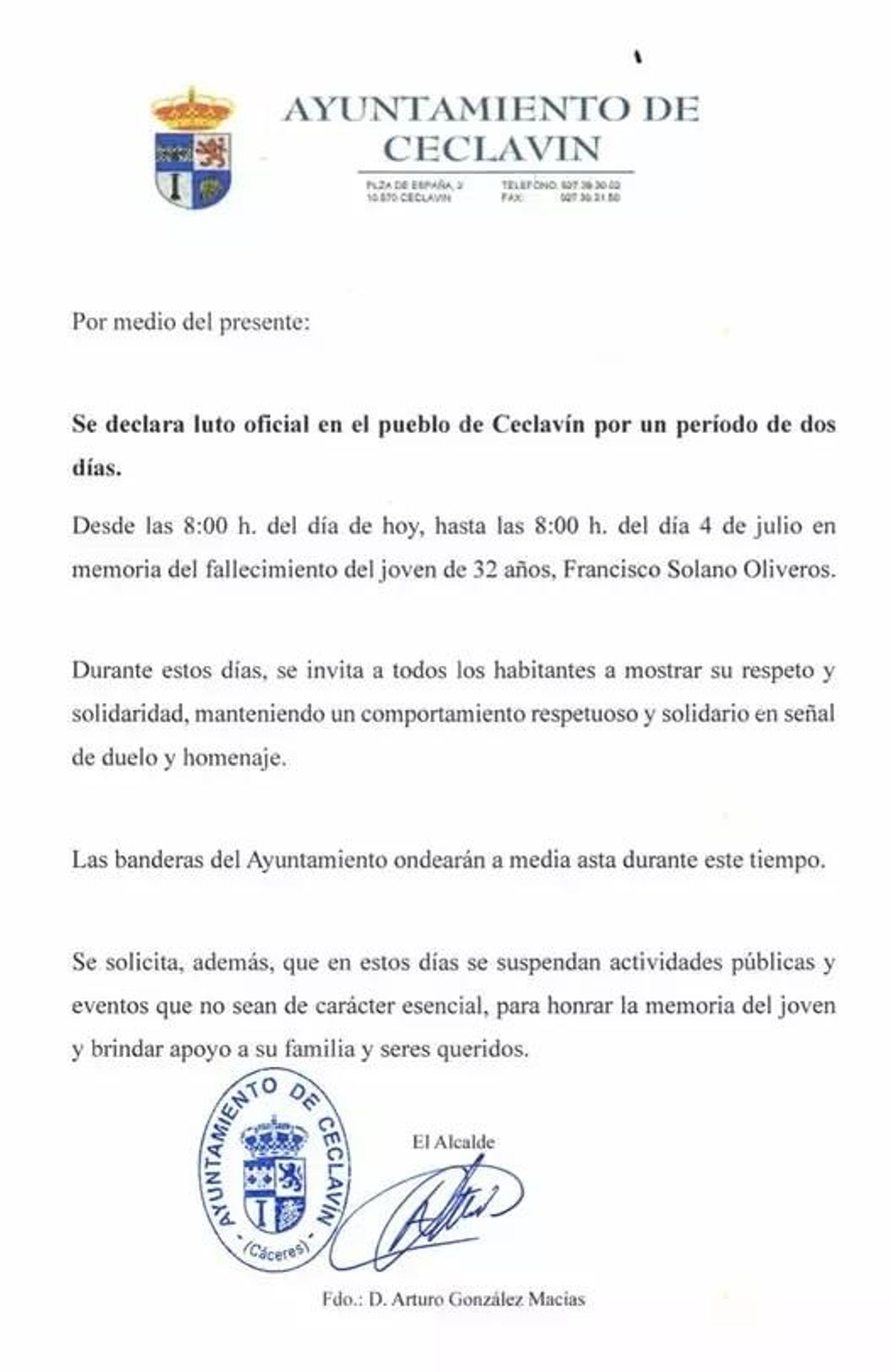 Bando del ayuntamiento