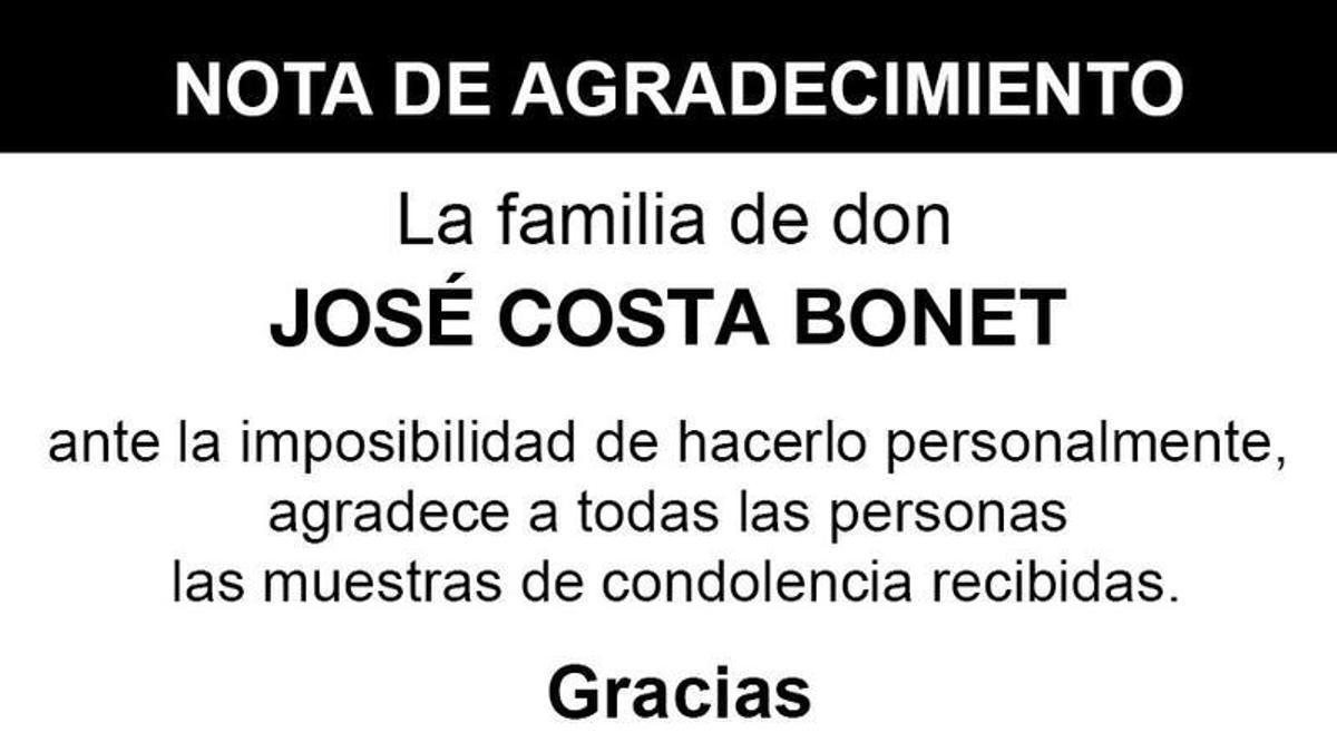 Nota José Costa Bonet