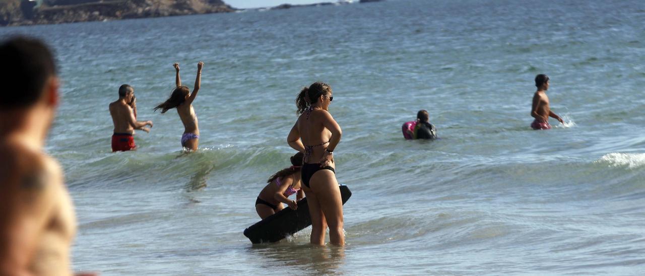 La playa de A Lanzada, ayer.