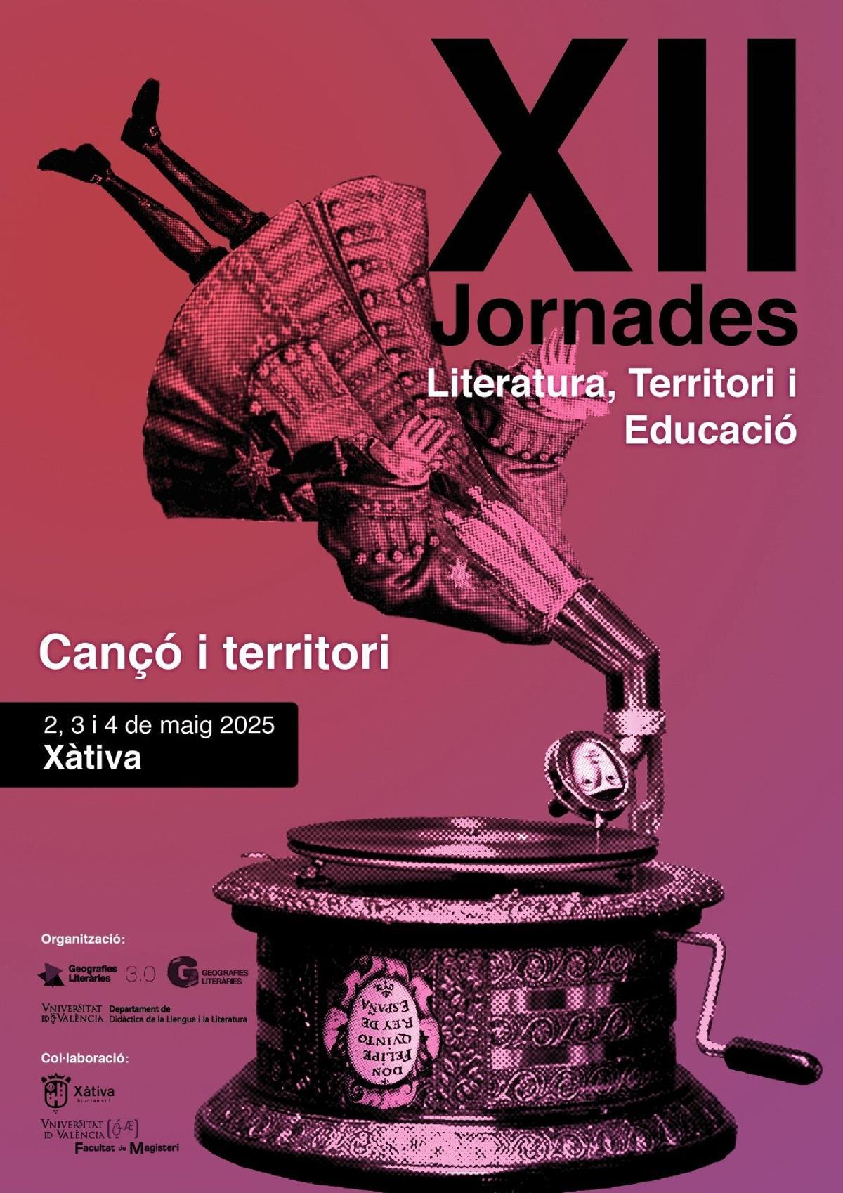 Cartel de las XII Jornades "Literatura, territori i educació" de Xàtiva.