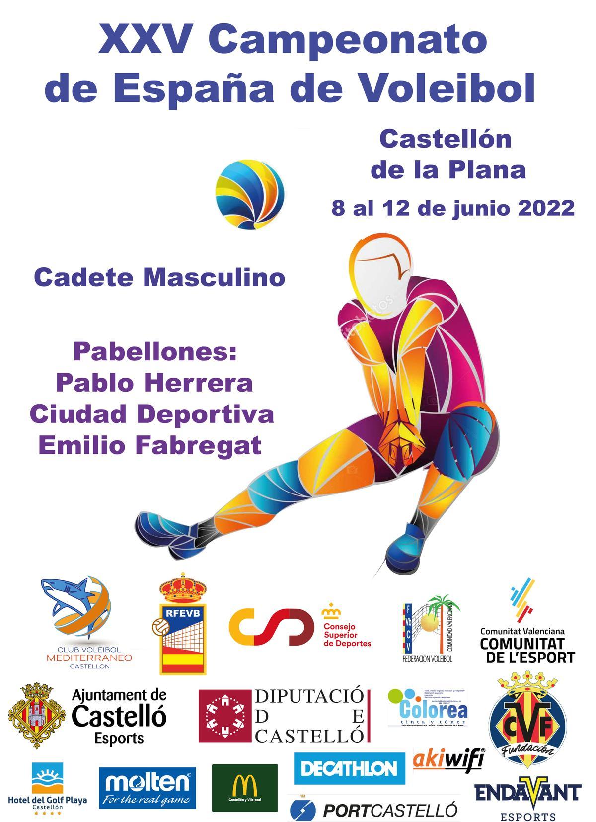 Cartel del Campeonato de España Cadete Masculino de voleibol.