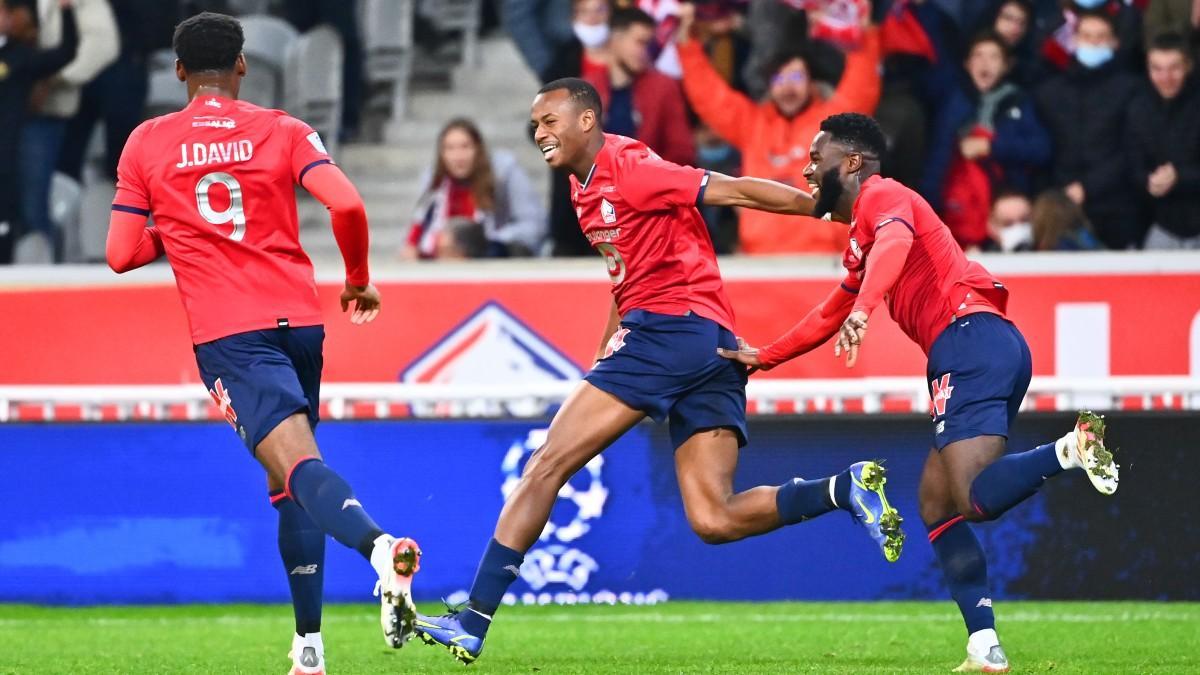 Djalo celebra el primer gol del Lille-Angers (1-1)