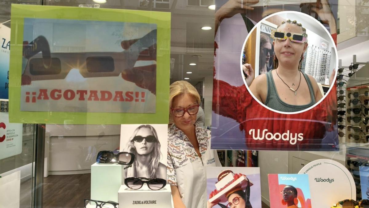 Una óptica de Xàtiva ha colgado un cartel de "agotadas" ante la avalancha de pedidos de gafas para ver el eclipse solar.