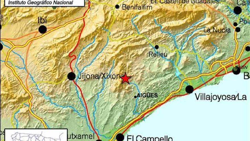 Mapa que sitúa el epicentro del terremoto.