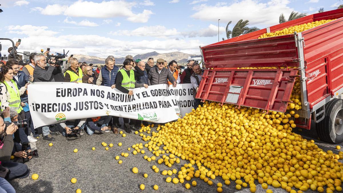 Protestas de las organizaciones agrarias en la Vega Baja.