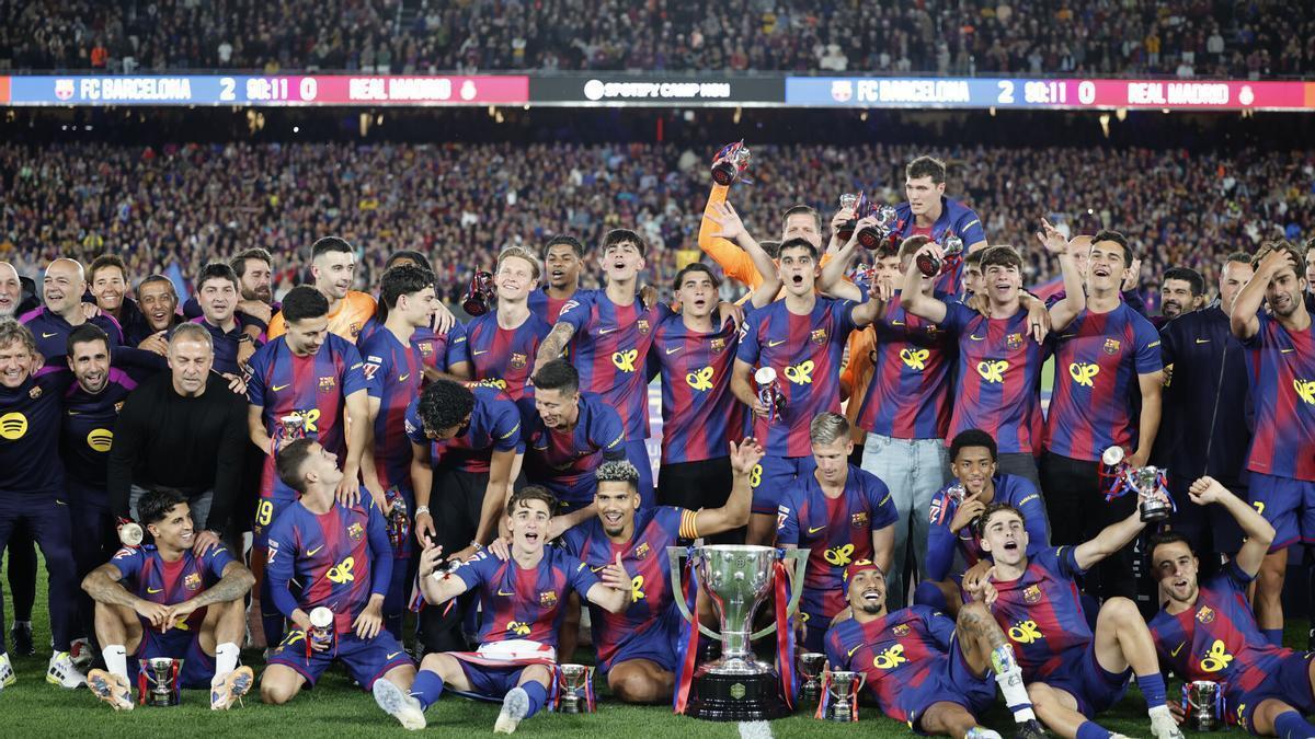Celebració de la Lliga al Camp Nou