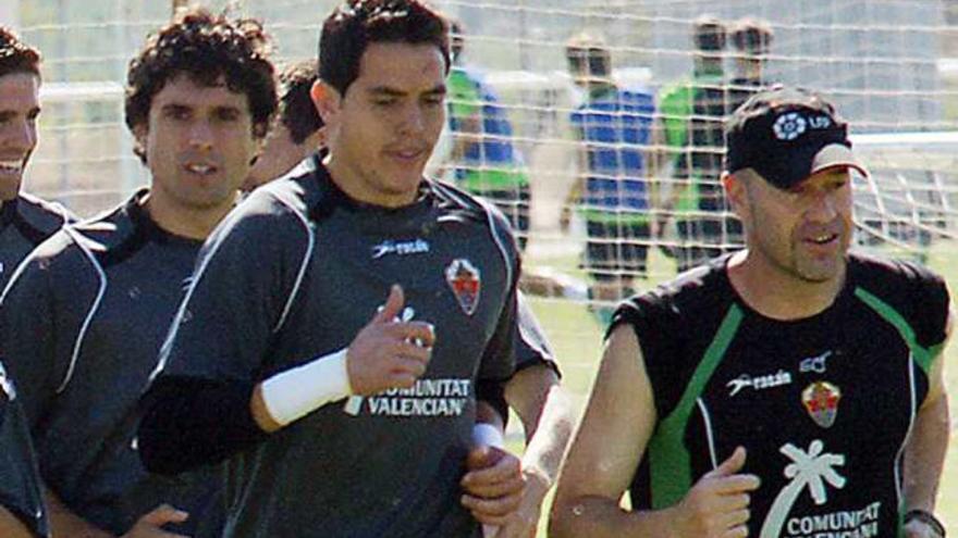 Jaime, junto a José Sarrio, en el entrenamiento de ayer.