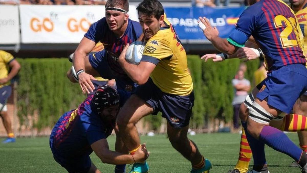 Imagen del derbi entre la UE Santboiana y el FCB de rugby del pasado sábado