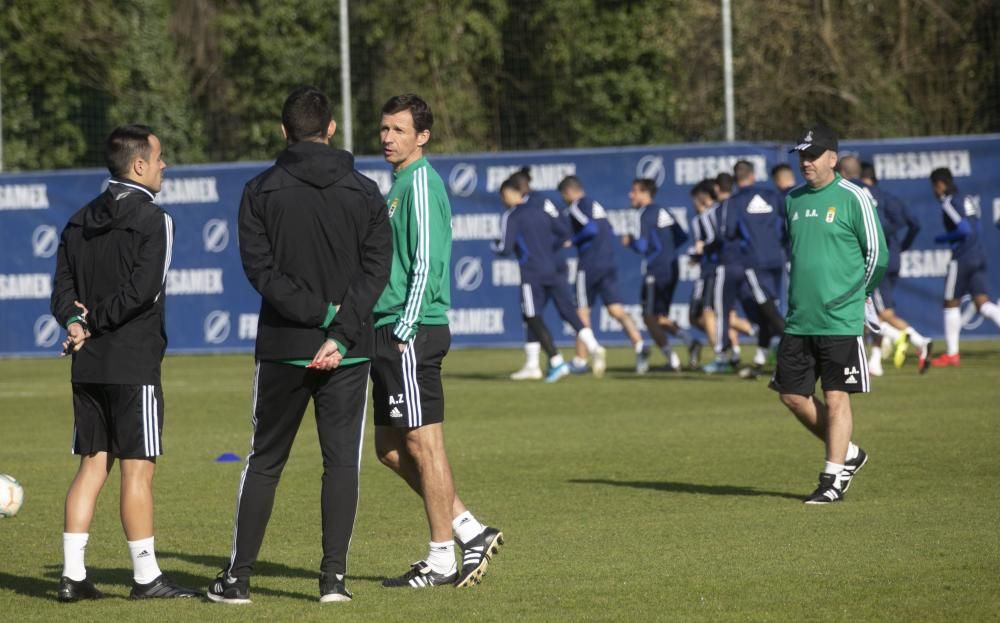 El entrenamiento del Oviedo de esta mañana