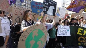 Manifestacion Fridays for Future en Barcelona, en Marzo.