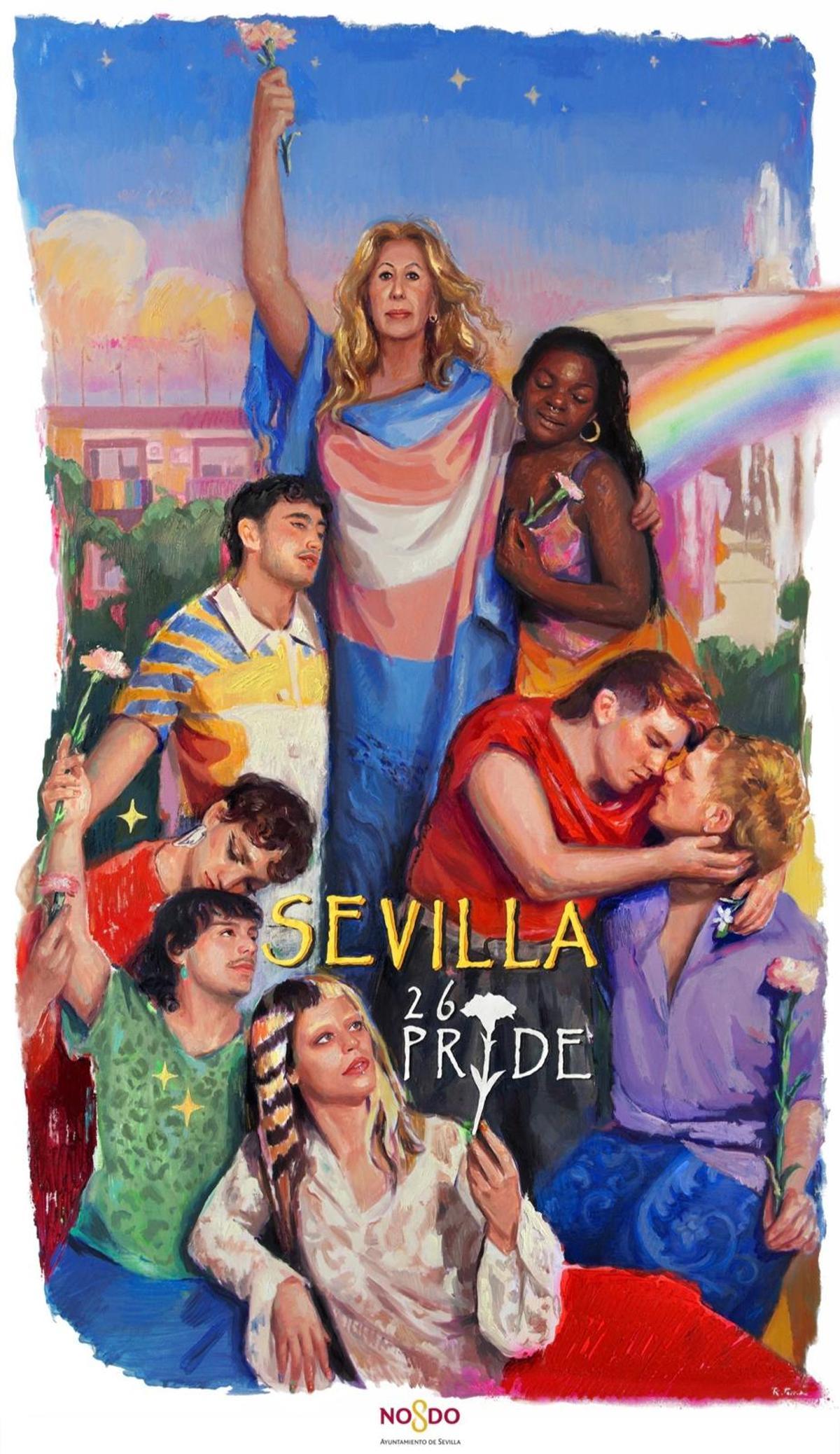 Cartel oficial para el pride 2026 Sevilla realizado por el artista Rubén Terriza