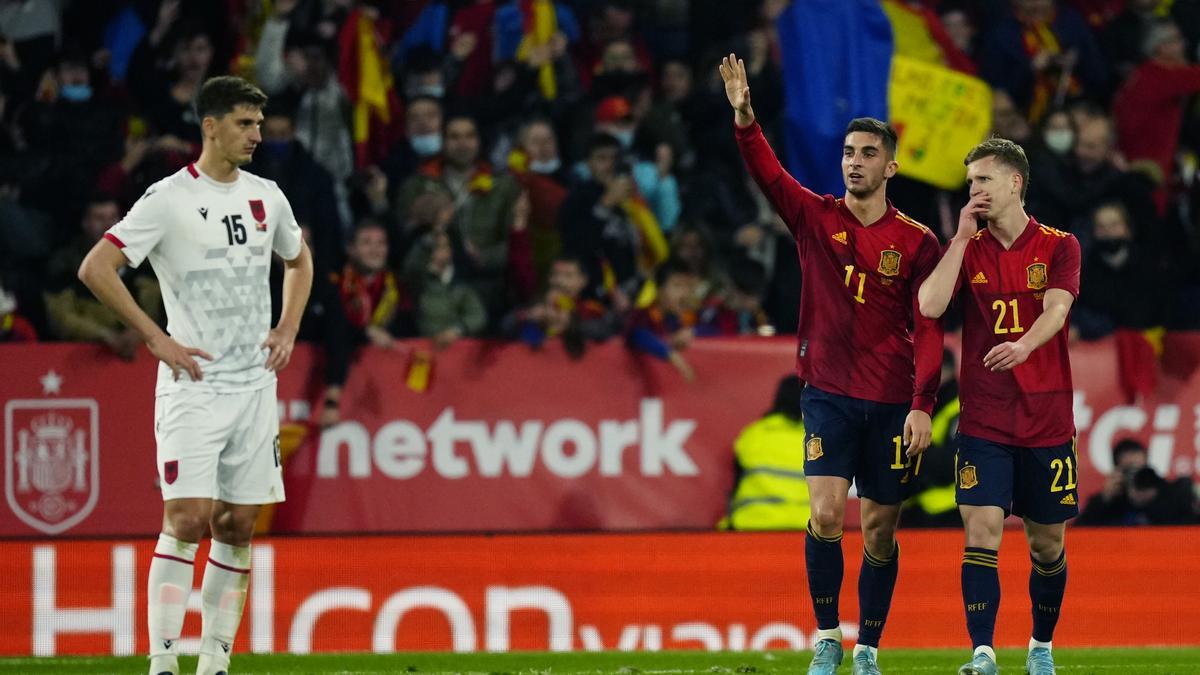 Ferran celebrando su gol en el España-Albania