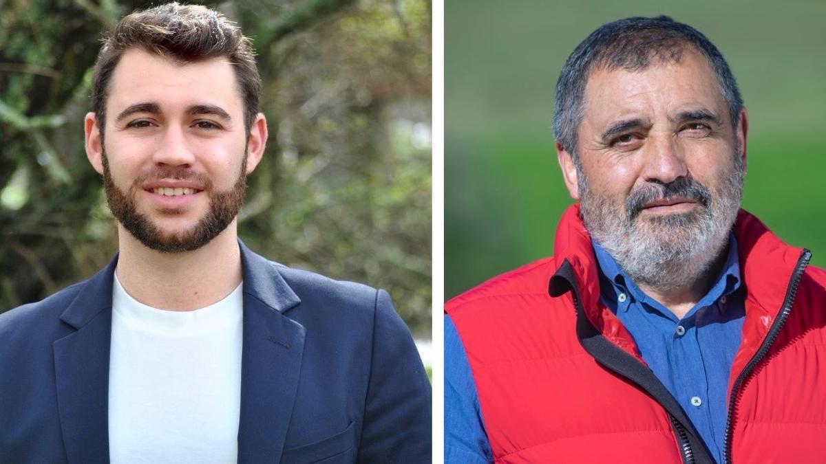 El candidato socialista de Val do Dubra, Diego Díaz, izquierda, con Antonio Negreira