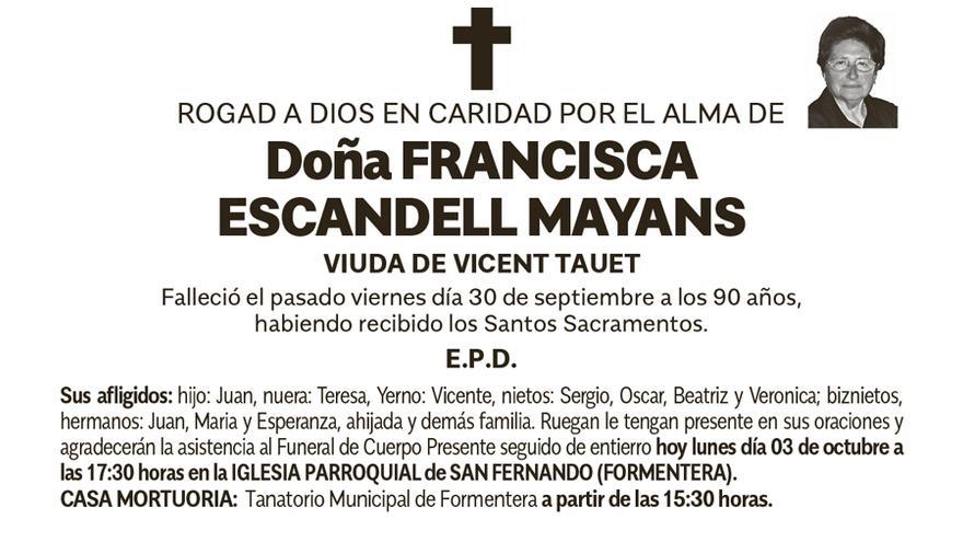 Esquela Francisca Escandell Mayans