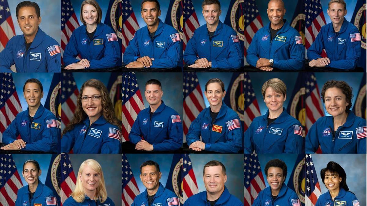 Combinacion de fotografias oficiales cedidas por la NASA donde aparecen los 18 astronautas del programa Artemisa (i-d de arriba abajo) Joseph Acaba  Kayla Barron  Raja Chari  Matthew Dominick  Victor Glover  Warren Hoburg  Jonny Kim  Christina H