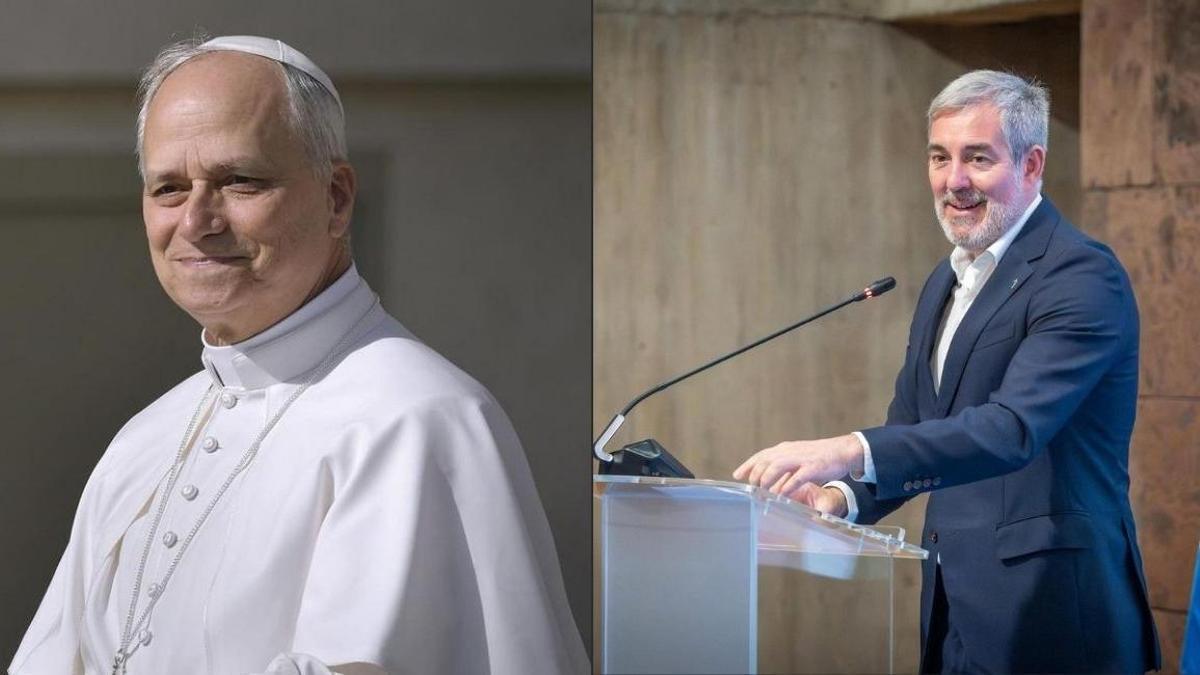 El papa León XIV y Fernando Clavijo