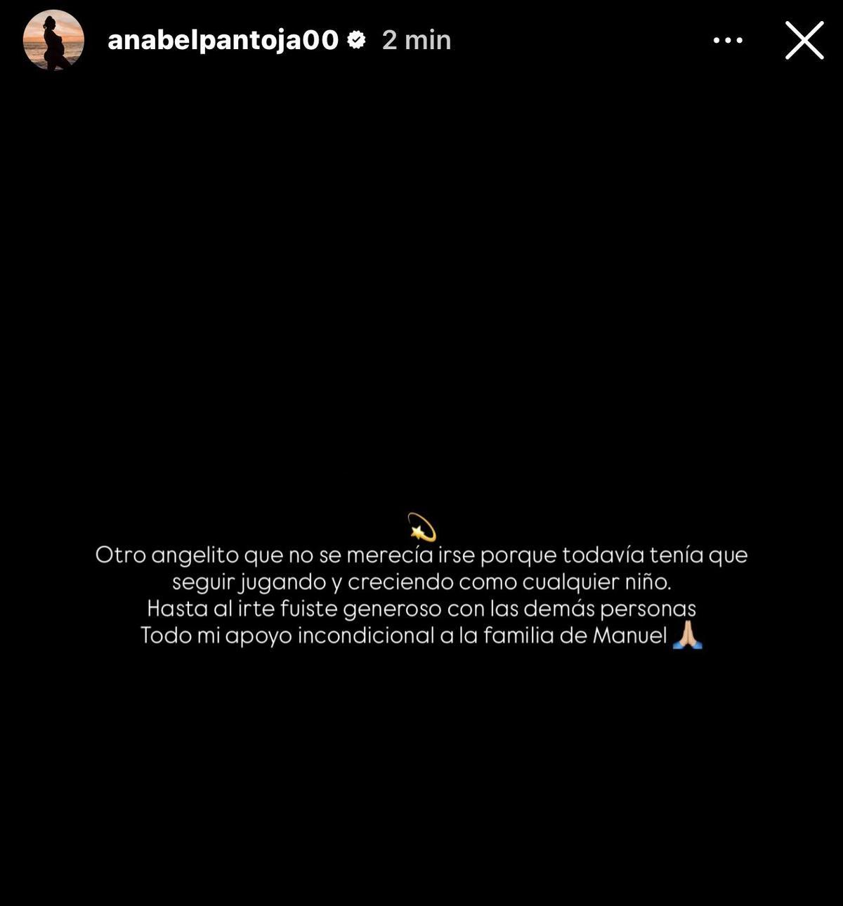 Mensaje de Anabel Pantoja en su perfil oficial de Instagram