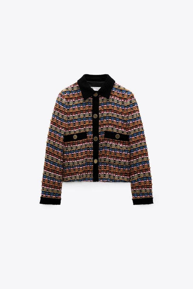 Chaqueta tweed multicolor de Zara