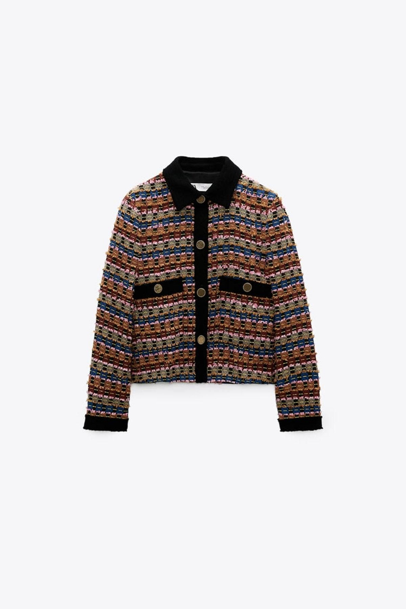Chaqueta tweed multicolor de Zara