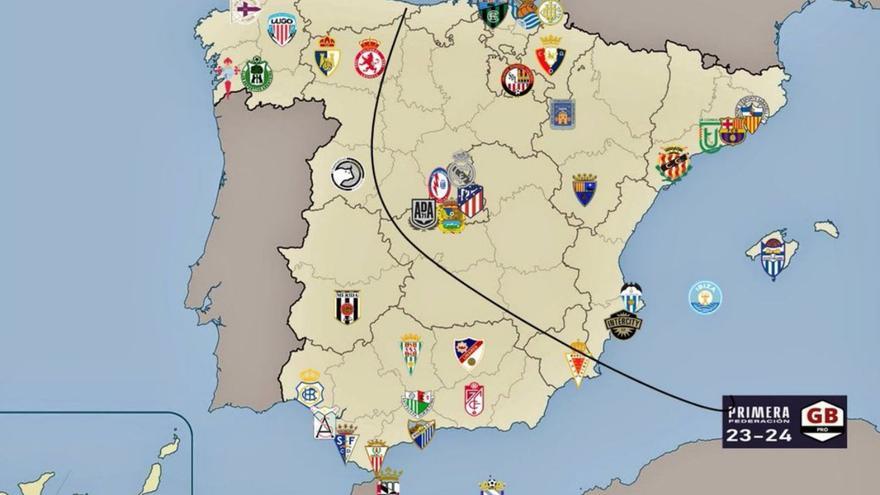 Esta es una de las propuestas de distribución de grupos para Primera RFEF. | TWITTER GRADA B PRO