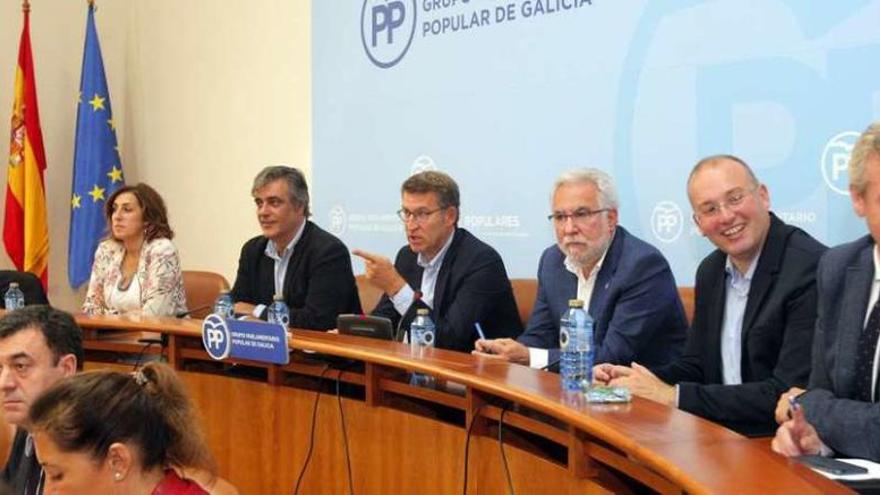 Feijóo, ayer, presidiendo la reunión del grupo parlamentario del PP. // Xoán Álvarez